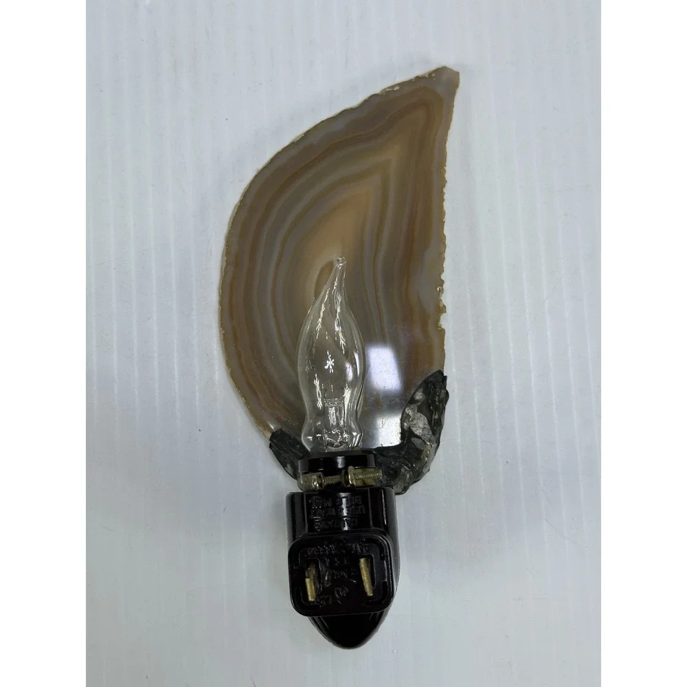 Vintage Agate Slice Nightlight Wall‎ Plug In Pine Tree Forest Mountain Decor
